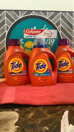 3-Detergent 80oz 1-toothpaste all for $30