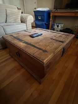 Rustic Wood Storage Trunk Coffee Table