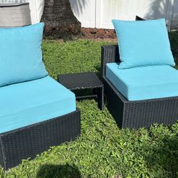 Outdoor Resin Ratten Module 3pc Set Cushions