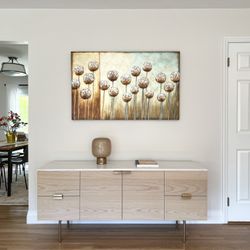 Canvas Print Wall Art - Metallic Abstract Floral Design. Clean!