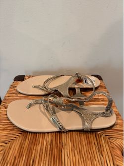 Women's Gold Rhinestone T-Strap Sandals size 11