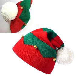 Toddler Kids Christmas Knitted Elf Hat with Small Bells 