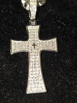 Moissanite ALERT Double Cross Pendant & chain