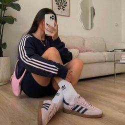 Adidas Spezial Pink Suede Green Stripe Sneakers Women’s 6.5 Gum Sole Retro Y2K