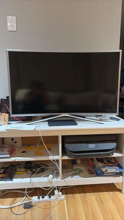Samsung curve smart tv, tv stand and HP printer