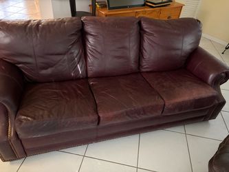 Brown leather sofa