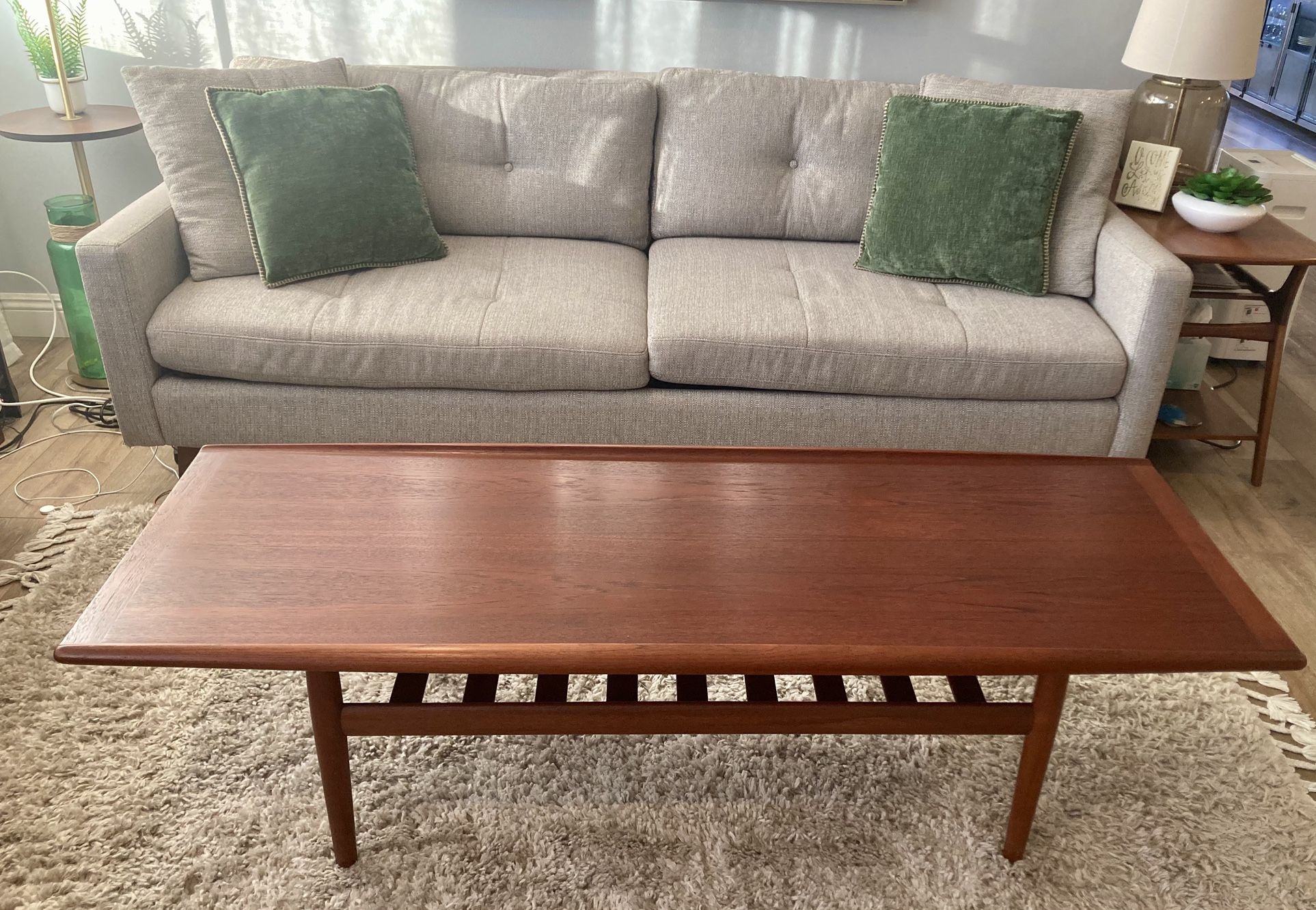 Authentic Danish Mid-Century Teak Coffee Table With Magazine Rack