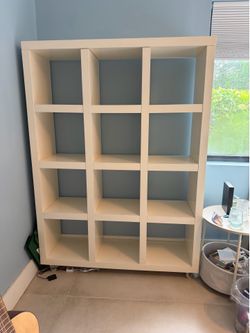 White Cube Bookcase Shelving Unit on Wheels