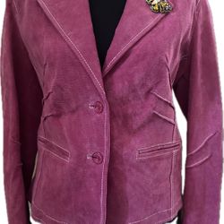 Suede Jacket With Butterfly Pin 