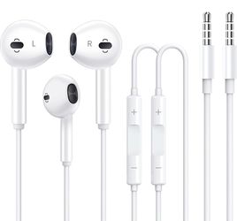 2 Pack Apple Earbuds [Apple MFi Certified] Headphones Earphones with 3.5mm Wired in Ear Headphone Plug(Built-in Microphone & Volume Control) Compatibl