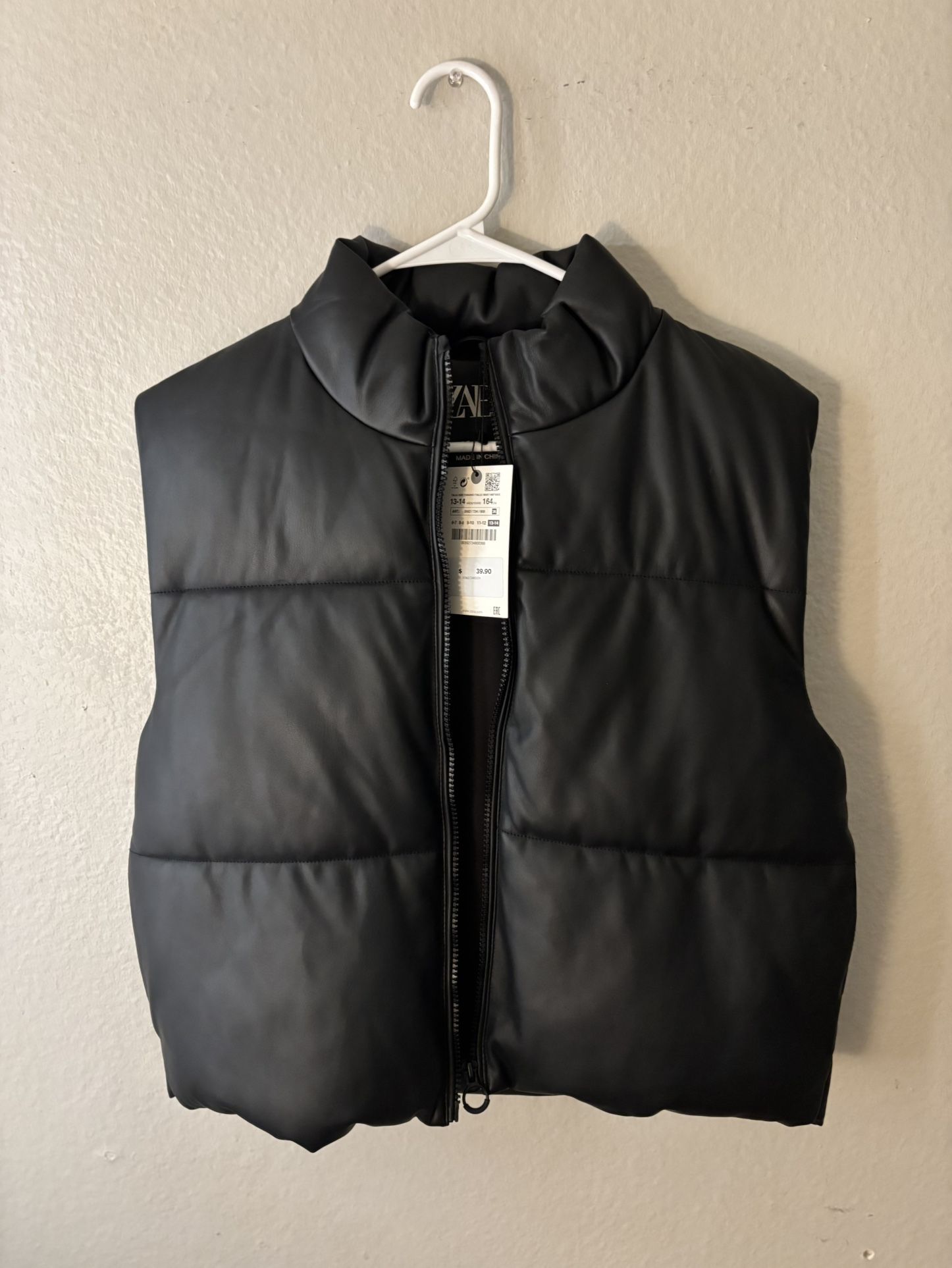 Zara Kids Faux Leather Puffer Vest