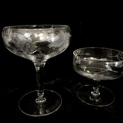 Vintage Crystal Champagne And Sherbet Glasses
