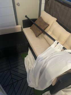 Balcony patio set with floor tiles