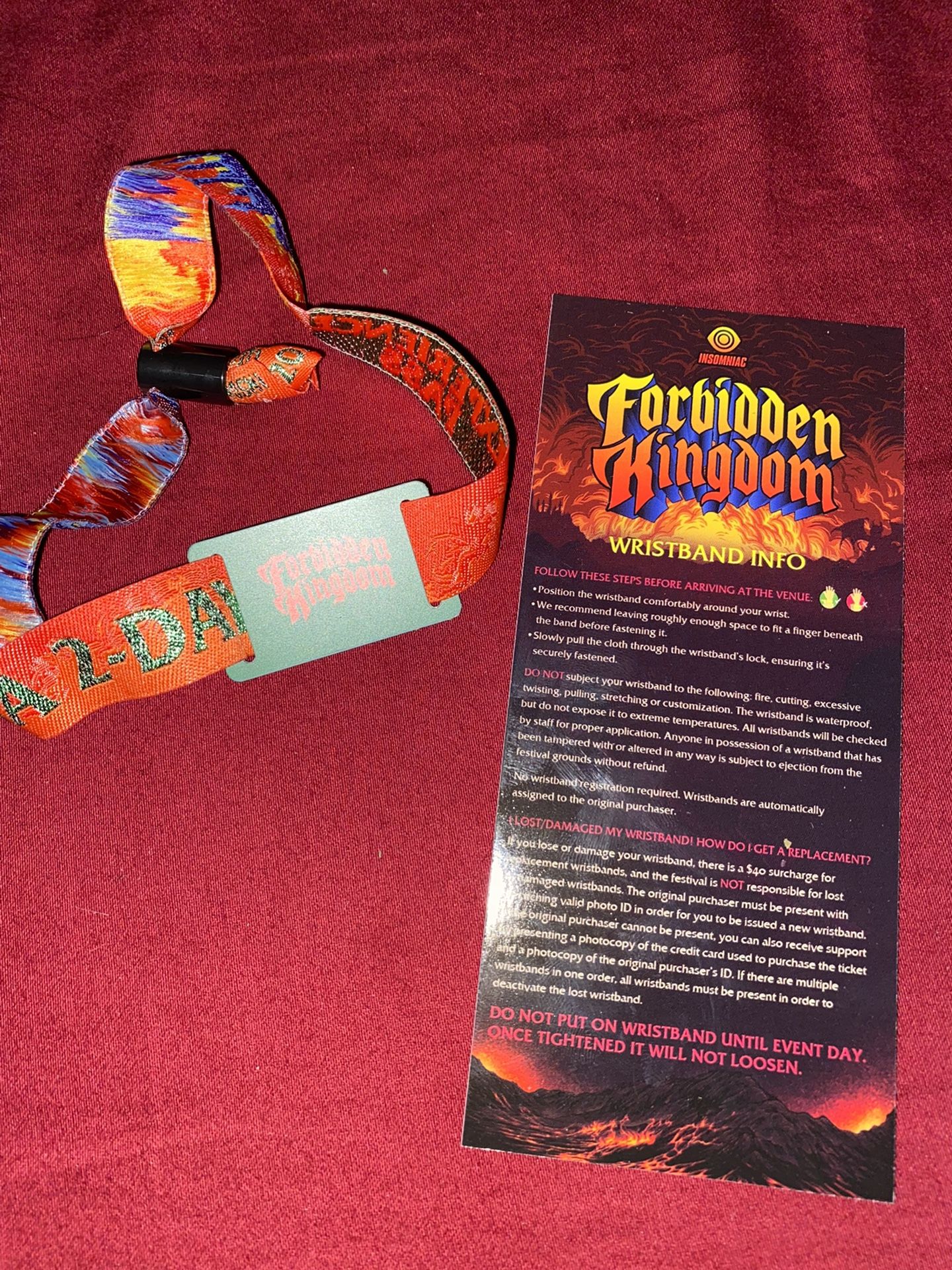 2 Day General Admission Forrbidden Kingdom Ticket/wristband