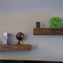 Solid wood rustic floating shelves