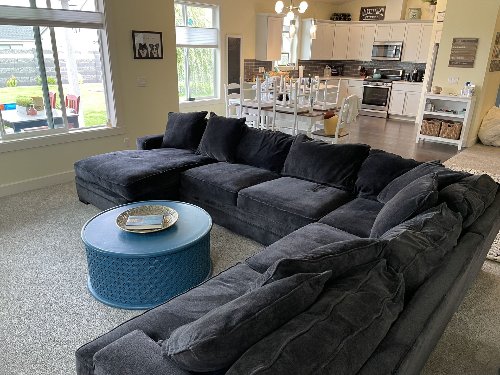 Large Sectional Sofa, Charcoal Black