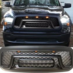 Fits 13-18 Dodge Ram 1500 Rebel Style Front Bumper Hood Upper Grille Matte Black