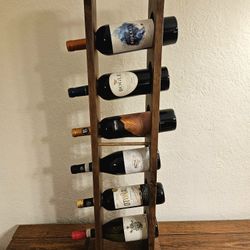 Rustic Farmhouse Solid Wood Six Bottle Wine Rack Holder