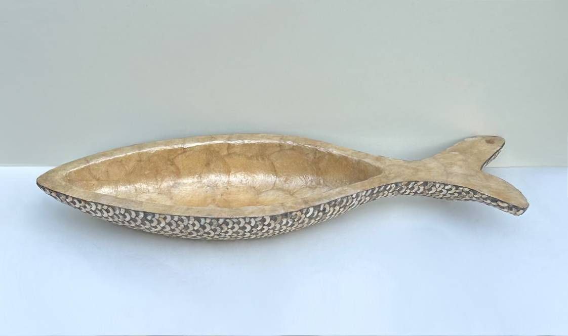Beachcombers Coastal Life Golden Brown Fish Capiz And Fiberglass Tray Serving Trinket Decorative Bowl