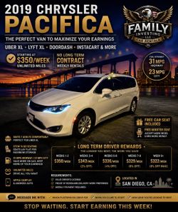 Uber XL Rental | Chrysler Pacifica | Unlimited Miles | $350/week
