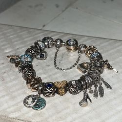 14 K Gold Pandora Bracelet With Charms