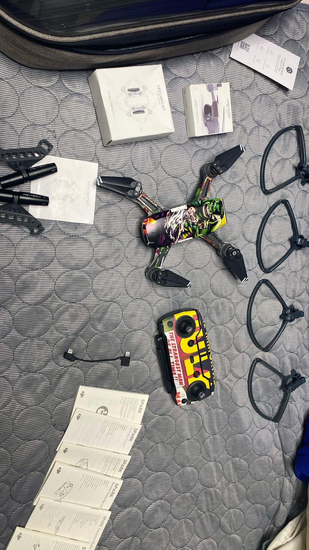Dji Spark Ready To Fly With Backpack Lights Lenses And Blade Guards