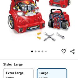 Playbees Red Truck Engine Repair Toy – Kids Mechanic Repair Set with Tools, Lights & Sounds