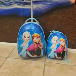 Anna And Elsa Girl Suitcase With Matching Bagpack 