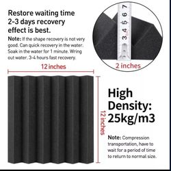 Black Acoustic Foam 24 Pack 12x12x2in 