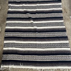 BLANKET APPROX 48”x65” (BLUE, GREY & WHITE)