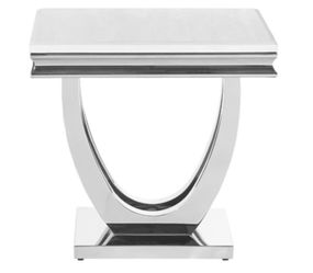Adabella U-Base Square End Table White And Chrome