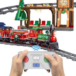 PANLOS 1217 PCS Christmas Train Set, STEM Building Block Kit with 2.4GHz Remote Control, Compatible with All Major Brands, Ideal Educational Toy Chris