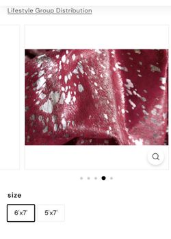 Natural Cowhide Rug Scotland 1-Piece Red Silver Handmade Brazilian Quality