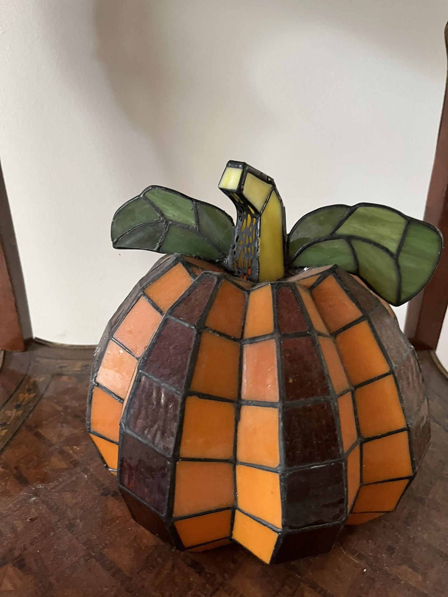 rare pumpkin stained glass lamp