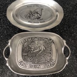 2-Vintage 1-GIVE US THE OLD DAY 1-GUVE US THIS DAY PA PEWTER COLLECTION 1 Large Tray 