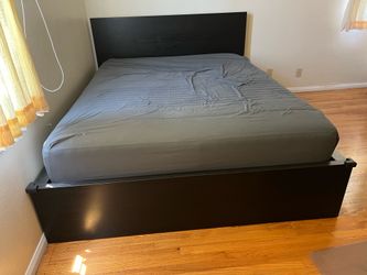 Used MALM queen size bed frame, 83”x67”x15”, black