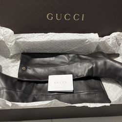 Gucci Leather Knee-High Boots – Size 38 – Gently Used, Authentic with Box