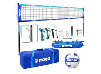 Volleyball Net for Backyard, Professional Portable Outdoor Heavy Duty Volleyball Net Set with Adjustable Aluminum Poles, Anti-Sag Design, Double Tensi