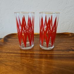 MCM Set Of 2 Jeannette glass Red