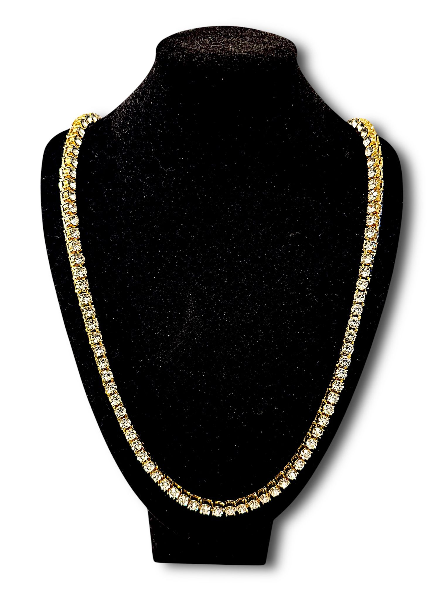 30” 5mm 18K Gold-Plated Tennis Chain CZ Gemstones | Copper Base | Fold-Over Snap Clasp | Brand New w/ Box & Cleaning Cloth