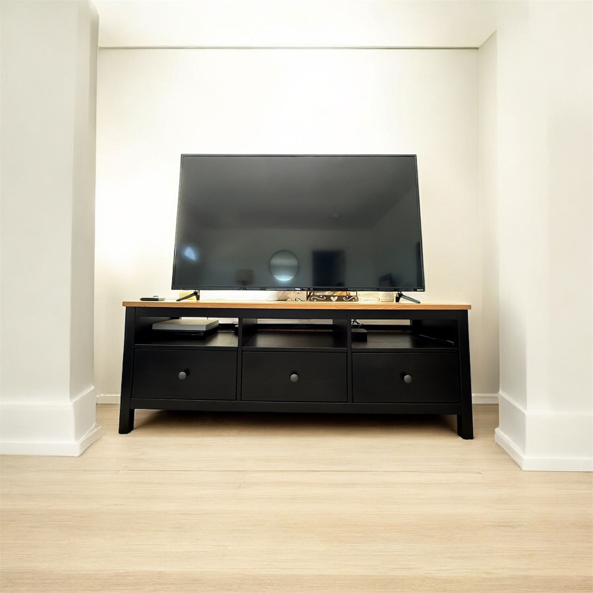 IKEA HEMNES TV Stand / Media Console - Black-Brown with Solid Wood Top In Great Condition! Must Go!!