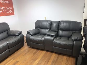 COMFY NEW MADRID MANUAL RECLINING SOFA AND LOVESEAT SET ON SALE ONLY $899. SAME DAY DELIVERY. NO CREDIT CHECK FINANCING