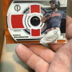 2019 Topps Tribute Triple Relics Orange Edwin Encarnacion /25
