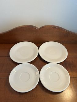 Genuine Fiesta White Set of 2 Bread & Butter Plates 7.25” and 2 Saucers - Just Over 5.75”
