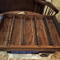 Solid Wood 64 Slot Cassette Tape Storage Holder Wall / Table Top Rack