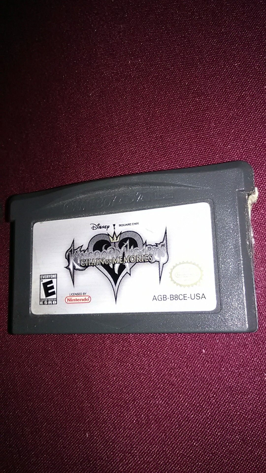 Nintendo Gameboy Advance Kingdom Hearts Chain of Memories Game Cartridge