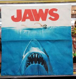 17" x 17" JAWS Canvas Throw Pillow Case with Zipper