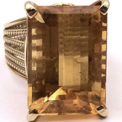 18k Vintage Large Citrine Ring