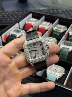 40mm Cartier Santos Buss Down Leather Strap