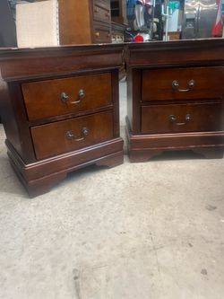 Pair of Cherry Wood 2-Drawer Nightstands